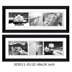 Black Frame Collage Picture Frame With Mat Display Three Paintings 