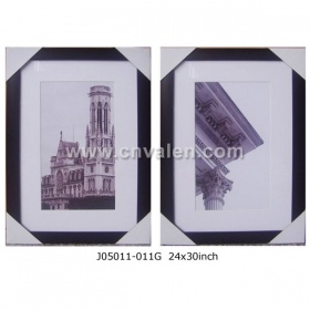 Black Frame Collage Picture Frame With Mat Display Three Paintings 