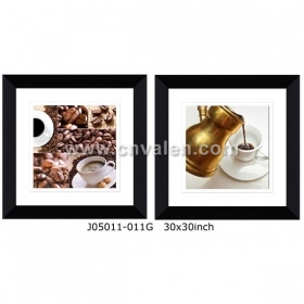 Black Frame Collage Picture Frame With Mat Display Three Paintings 