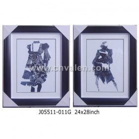 Black Frame Collage Picture Frame With Mat Display Three Paintings 