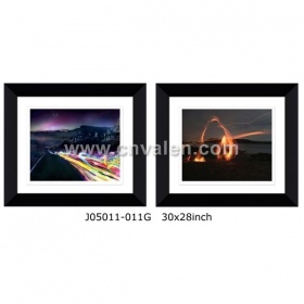 Black Frame Collage Picture Frame With Mat Display Three Paintings 