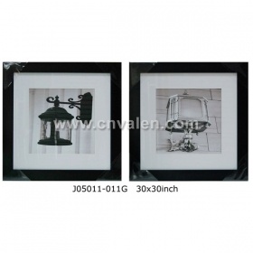 Black Frame Collage Picture Frame With Mat Display Three Paintings 