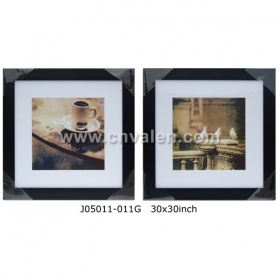 Black Frame Collage Picture Frame With Mat Display Three Paintings 