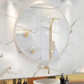 China Wholesale Factory Price Round Wall Toilet Mirror With Black Aluminum Alloy Frame Diameter 40Cm 50Cm 60Cm 70Cm 80Cm 