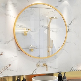 China Wholesale Factory Price Round Wall Toilet Mirror With Black Aluminum Alloy Frame Diameter 40Cm 50Cm 60Cm 70Cm 80Cm 