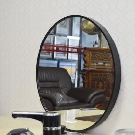China Wholesale Factory Price Round Wall Toilet Mirror With Black Aluminum Alloy Frame Diameter 40Cm 50Cm 60Cm 70Cm 80Cm 