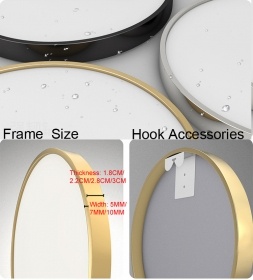 China Wholesale Factory Price Round Wall Toilet Mirror With Black Aluminum Alloy Frame Diameter 40Cm 50Cm 60Cm 70Cm 80Cm 
